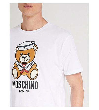 Shop Moschino Sailor Bear Cotton-jersey T-shirt In White