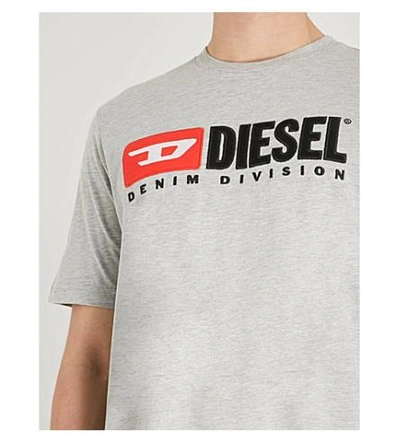 Shop Diesel T-just Division Embroidered Logo T-shirt In Light Grey Melange