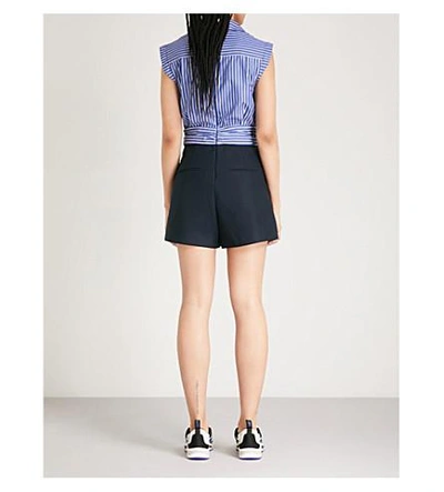 Shop Sandro Capped Sleeve Striped Playsuit In Bleu