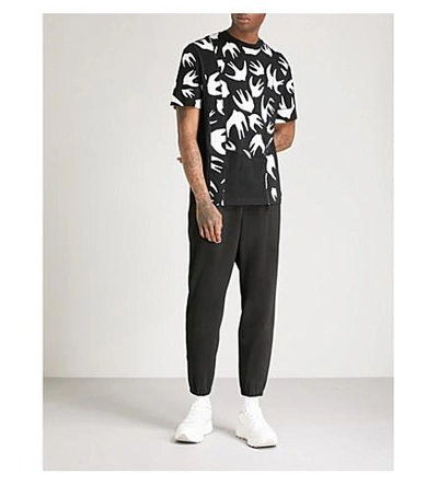 Shop Mcq By Alexander Mcqueen Inverted Swallow-print Cotton-jersey T-shirt In Black