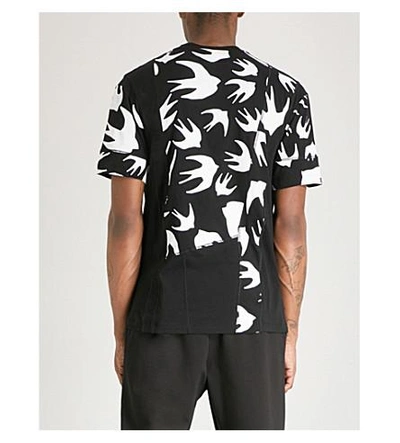 Shop Mcq By Alexander Mcqueen Inverted Swallow-print Cotton-jersey T-shirt In Black