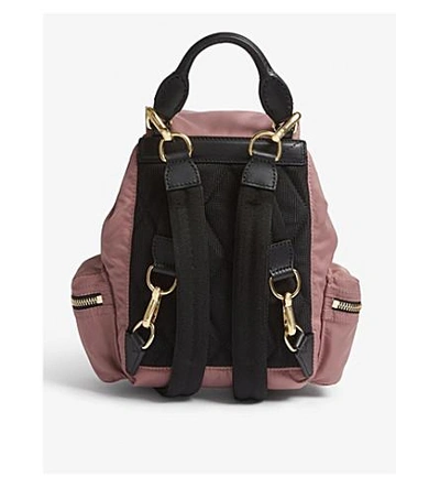Shop Burberry Shell And Leather Backpack In Mauve Pink