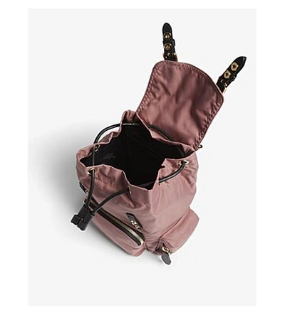 Shop Burberry Shell And Leather Backpack In Mauve Pink
