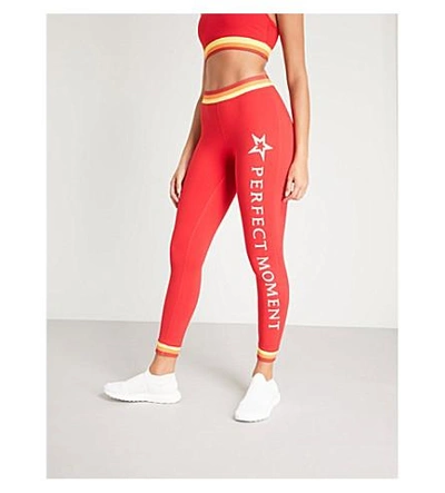 Shop Perfect Moment Race Stripes Stretch-leggings In Red Rainbow