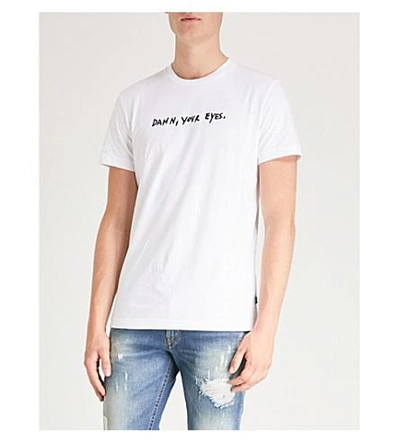 Diesel T-diego-wi Slogan-embroidered Cotton-jersey T-shirt In Bright White  | ModeSens