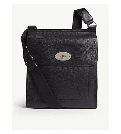 Shop Mulberry Antony Large Grained Leather Messenger In Black