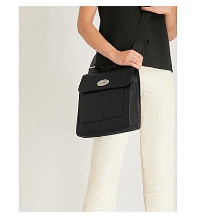 Shop Mulberry Antony Large Grained Leather Messenger In Black