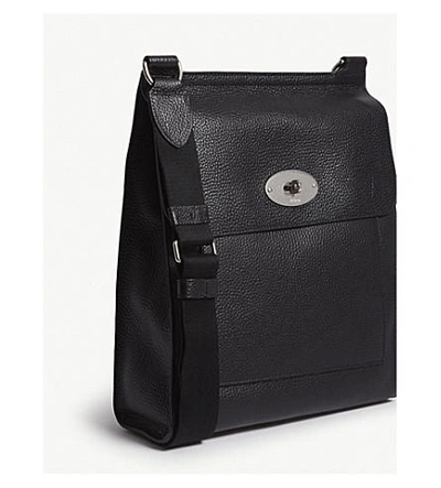 Shop Mulberry Antony Large Grained Leather Messenger In Black