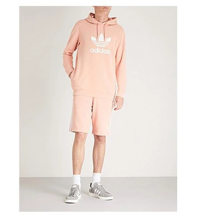 Shop Adidas Originals Trefoil Cotton Hoody In Dust Pink S15-st