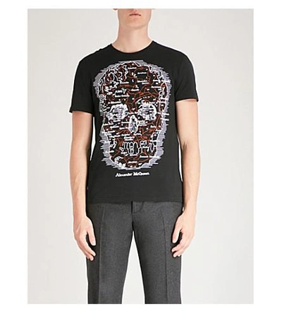 Shop Alexander Mcqueen Skull-print Cotton-jersey T-shirt In Black