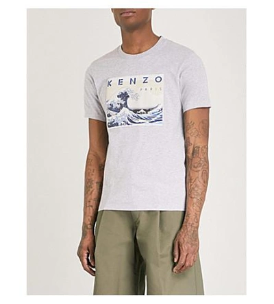 Shop Kenzo Logo-print Cotton-jersey T-shirt In Pearl Grey
