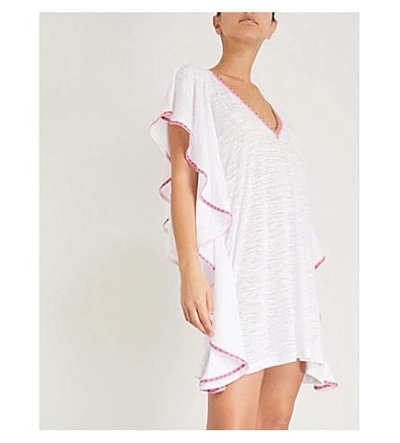 Shop Pitusa Flare Cotton-blend Mini Dress In White
