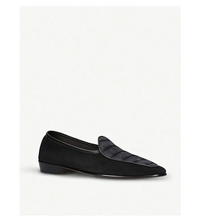 Shop Baudoin & Lange Sagan Alligator-pattern Suede Loafers In Black