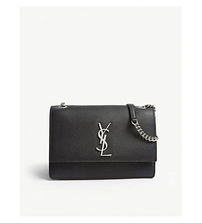 Shop Saint Laurent Ladies Black Elegant Sunset Leather Shoulder Bag