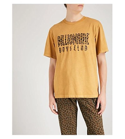 Shop Billionaire Boys Club Leopard Logo Cotton-jersey T-shirt In Golden