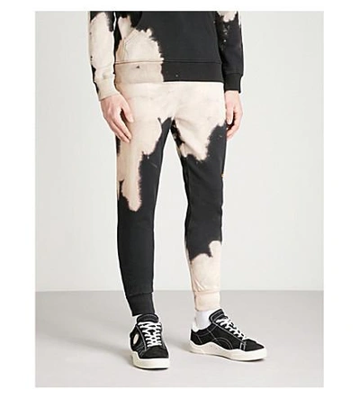 Shop Criminal Damage Bleach Cotton-fleece Jogging Bottoms In Black Tan
