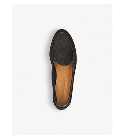 Shop Baudoin & Lange Sagan Alligator-pattern Suede Loafers In Dark Brown