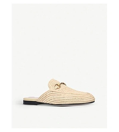 Shop Gucci Princetown Raffia Backless Loafers In Beige