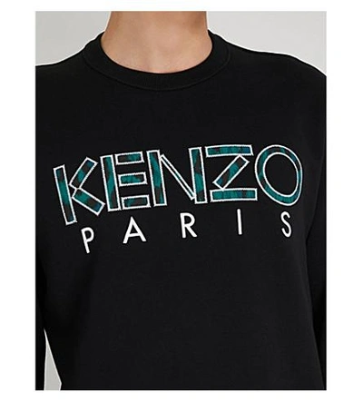 Shop Kenzo Logo-embroidered Cotton-jersey Sweatshirt In Black