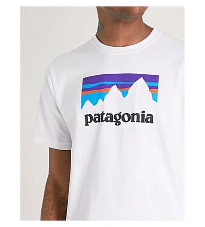 Shop Patagonia Responsibili-tee Logo-print Recycled Cotton-blend T-shirt In White