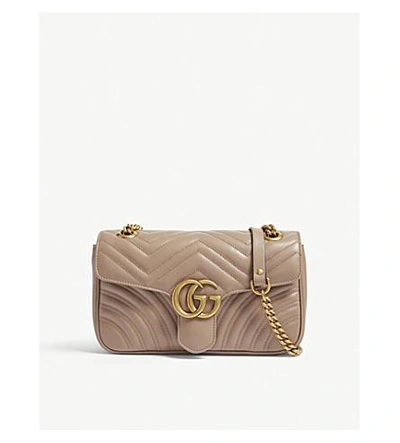 Shop Gucci Marmont Gg Small Quilted Leather Shoulder Bag In Porcelain Rose