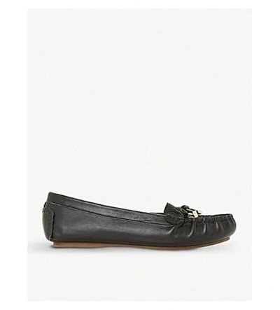 Shop Dune Geenova Crocodile-embossed Leather Loafers In Black-leather
