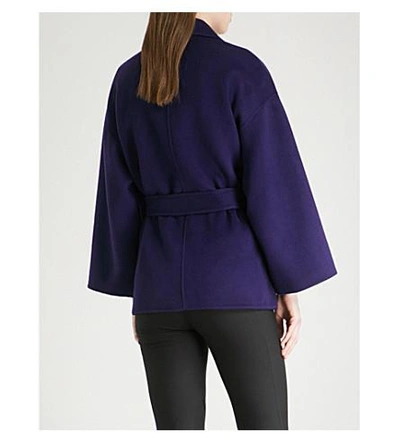 Shop Theory Cropped Wool And Cashmere-blend Coat In Plum Purple