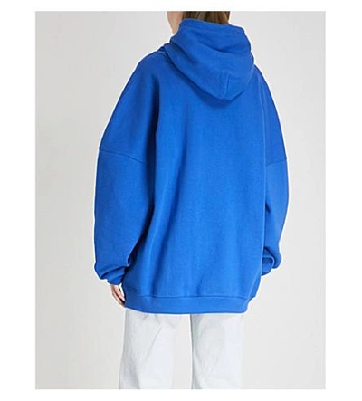 Shop We11 Done Oversized Appliquéd Cotton-jersey Hoody In Blue