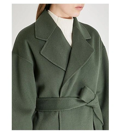 Shop Theory Cropped Wool And Cashmere-blend Coat In Spanish Green