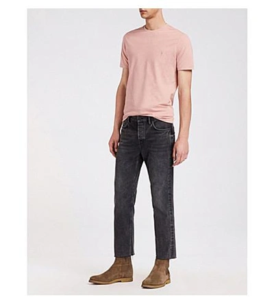 Shop Allsaints Brace Crewneck Cotton-jersey T-shirt In Crepe Pink