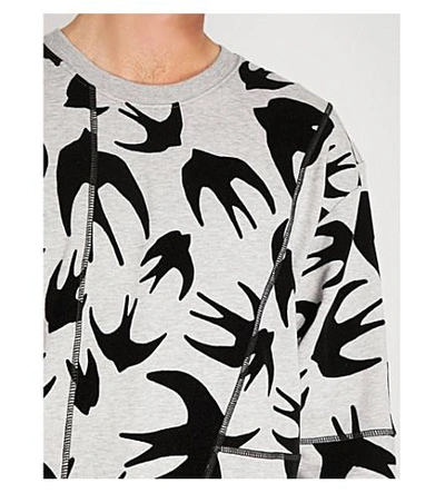 Shop Mcq By Alexander Mcqueen Swallow-flocked Cotton-jersey Sweatshirt In Mercury Melange