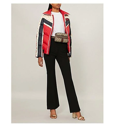 Shop Gucci Floral-print Padded Shell Jacket In Red/blue/white