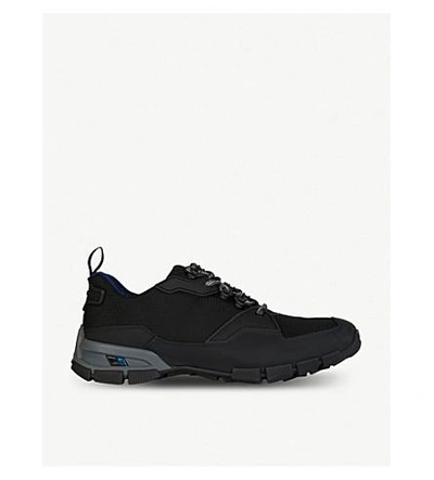 Shop Prada Crossection Leather And Mesh Trainers In Nero