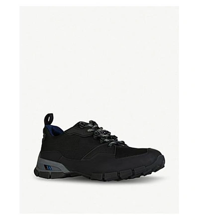 Shop Prada Crossection Leather And Mesh Trainers In Nero