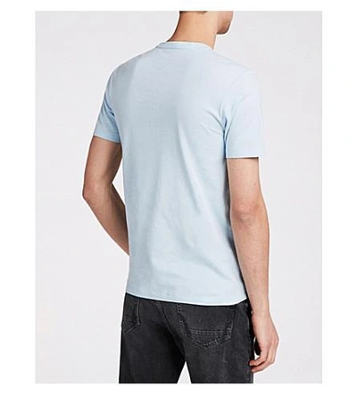 Shop Allsaints Brace Crewneck Cotton-jersey T-shirt In Icing Blue