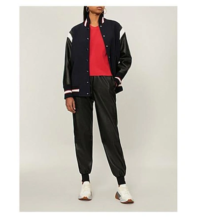 Shop Stella Mccartney Straight-leg Faux-leather Jogging Bottoms In Black