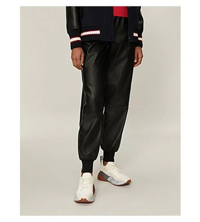 Shop Stella Mccartney Straight-leg Faux-leather Jogging Bottoms In Black