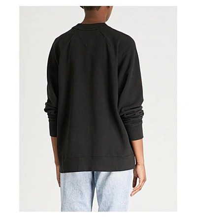 Shop Tommy Jeans New York-print Oversized Cotton-jersey Sweatshirt In Black