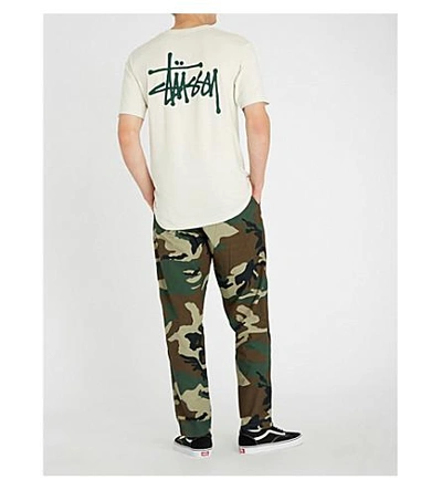 Shop Stussy Basic Cotton-jersey T-shirt In Natural