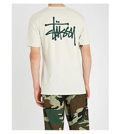 Shop Stussy Basic Cotton-jersey T-shirt In Natural