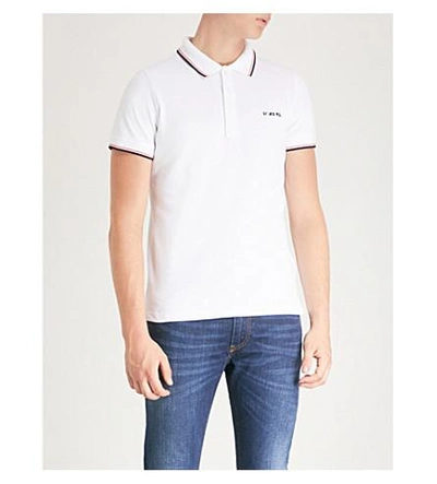 Shop Diesel T-randy Contrast-trim Cotton Polo Shirt In Bright White