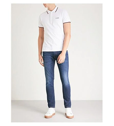 Shop Diesel T-randy Contrast-trim Cotton Polo Shirt In Bright White