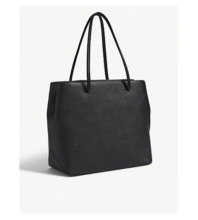 Shop Marc Jacobs Black Logo East-west Leather Tote Bag