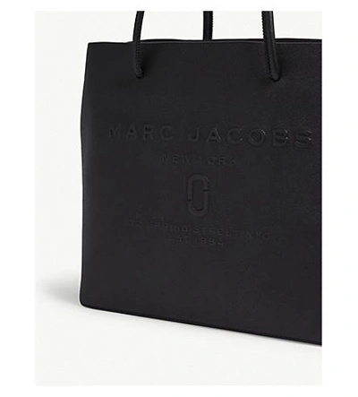 Shop Marc Jacobs Black Logo East-west Leather Tote Bag