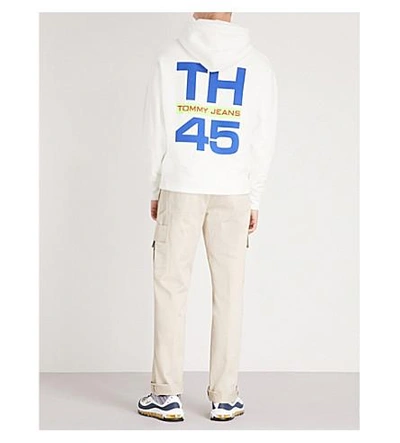 Shop Tommy Jeans Sailing Cotton-blend Hoody In Bright White