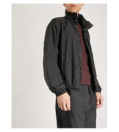 Shop Prada Elasticated-trims Nylon Jacket In Nero