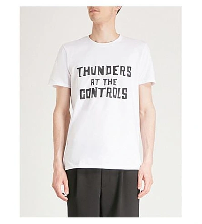 Shop Thunders At The Controls Cotton-jersey T-shirt In White