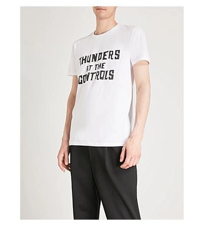Shop Thunders At The Controls Cotton-jersey T-shirt In White