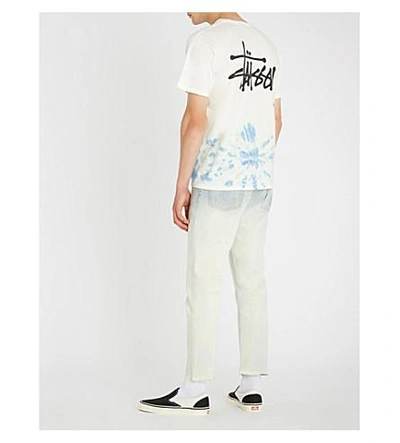 Shop Stussy Tie-dyed Cotton-jersey T-shirt In Natural Blue