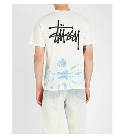 Shop Stussy Tie-dyed Cotton-jersey T-shirt In Natural Blue